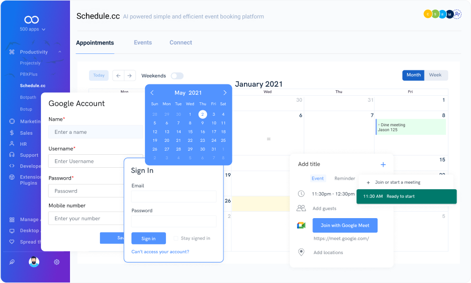 Appointment Scheduling System | Schedule.cc by 500apps