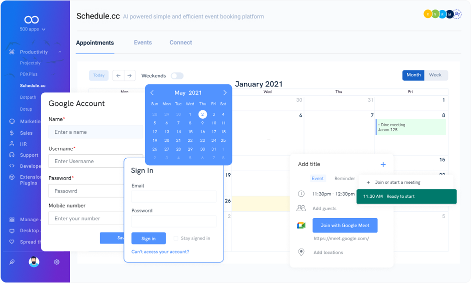 online scheduling app leave note